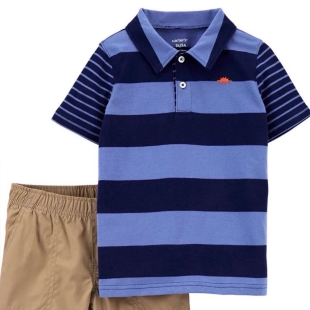 Carter’s Baby Boys Blue Stripe 2-Piece Playwear Set Size 3M NEW WITH TAG